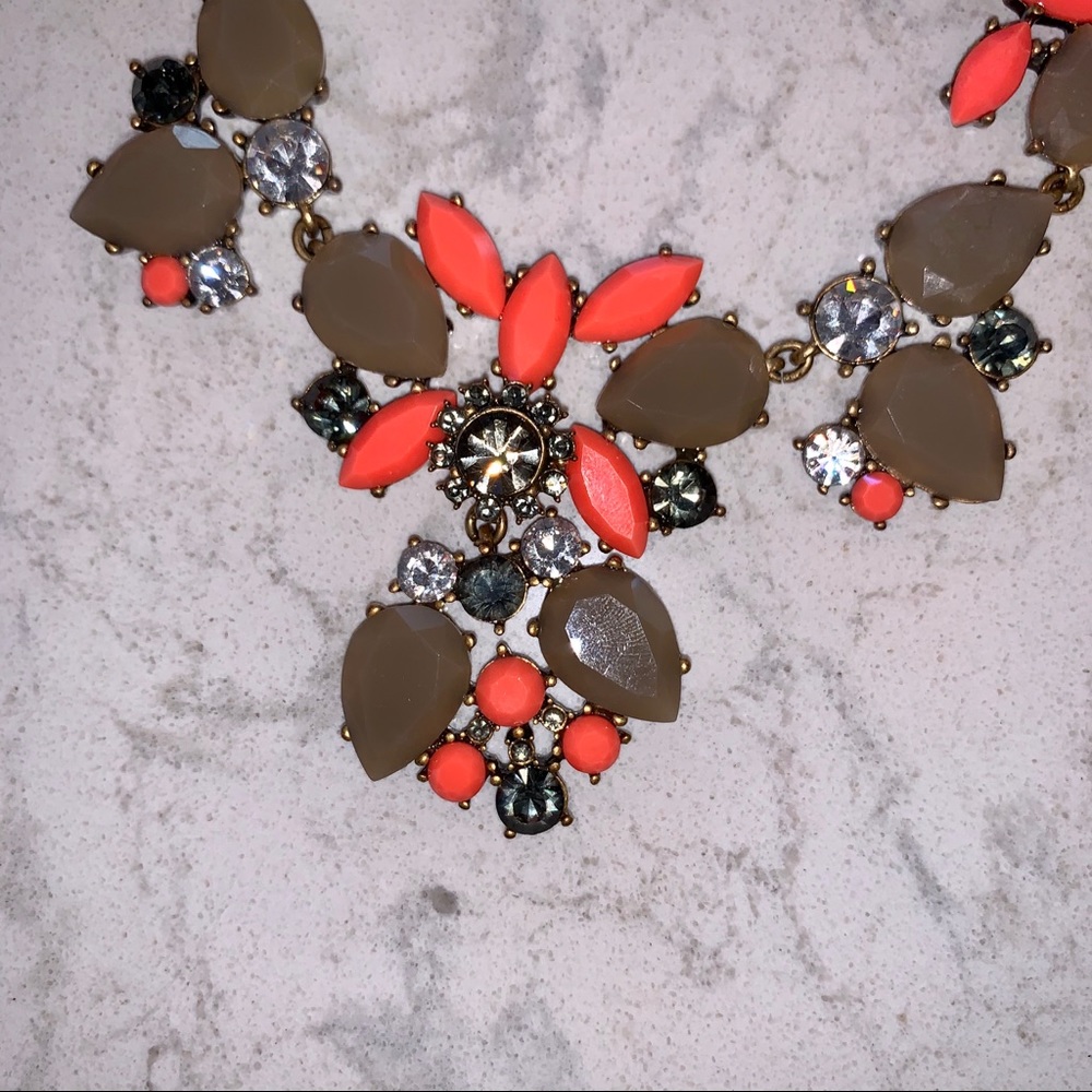 J.Crew Orange & Gray Adjustable Statement Necklace - image 3